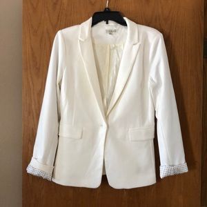 White Suit Coat w/ Polka Dot Lining